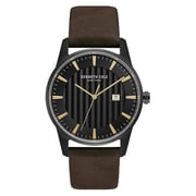 Kenneth Cole Classic Watch For Men with Brown Dark Genuine Leather Strap