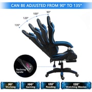 Ecvv Gaming Chair Thickened Pu Leather Ergonomic Design Office Chair Latex Filling Racing Style Recline Chair Back Vibrating Massage Function With Retractable Arms And Footrest (blue)… Ecvv Gaming Chair Thickened Pu Leather Ergonomic Design Office Chair Latex Filling Racing Style Recline Chair Back Vibrating Massage Function With Retractable Arms And Footrest (blue)…