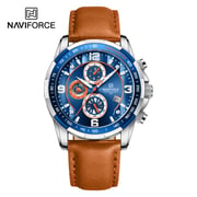 Naviforce NF8020L-TANBLU- Genuine Leather Belt Chronograph Edition