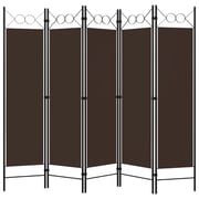 Vidaxl 5-panel Room Divider Brown 200x180 Cm