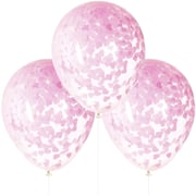 Unique- 16in Clear Balloon Pink Hrt Shaped Confetti