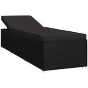 Vidaxl Sun Lounger With Cushion Poly Rattan Black Vidaxl Sun Lounger With Cushion Poly Rattan Black