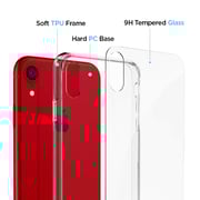 Spigen Quartz Hybrid Designed For Iphone Xr Cover/case - Crystal Clear With Tempered Glass Back Panel Spigen Quartz Hybrid Designed For Iphone Xr Cover/case - Crystal Clear With Tempered Glass Back Panel