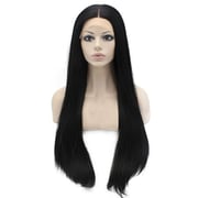 Mxangel Long Straight Lace Front Synthetic Hair Black Wig Natural Hand Tied Heat Resistant Lace Wig Mxangel Long Straight Lace Front Synthetic Hair Black Wig Natural Hand Tied Heat Resistant Lace Wig