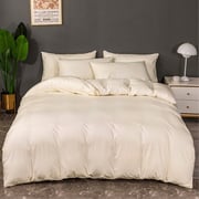Deals For Less Luna Home - Without Filler 6 Pieces King Size, Striped Plain Cream Color Design, Bedding Set