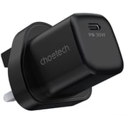 Choetech Single C Port UK Plug Wall Charger Black Choetech Single C Port UK Plug Wall Charger Black