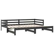 Vidaxl Pull-out Day Bed Black Solid Pinewood 2x Vidaxl Pull-out Day Bed Black Solid Pinewood 2x