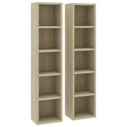 vidaXL CD Cabinets 2 pcs Sonoma Oak 21x16x93.5 cm Engineered Wood vidaXL CD Cabinets 2 pcs Sonoma Oak 21x16x93.5 cm Engineered Wood