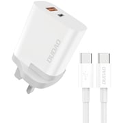 Dudao Dual Port Wall Charger with USB-C Cable 1m White Dudao Dual Port Wall Charger with USB-C Cable 1m White
