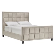 Upholstered Cotton and Polyester Bed Frame King without Mattress Beige