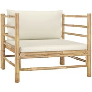Vidaxl Garden Sofa With Cream White Cushions Bamboo Vidaxl Garden Sofa With Cream White Cushions Bamboo