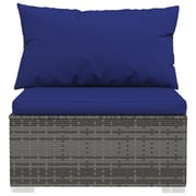 vidaXL 9 Piece Garden Lounge Set with Cushions Grey Poly Rattan vidaXL 9 Piece Garden Lounge Set with Cushions Grey Poly Rattan