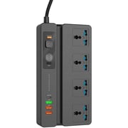 Powerology Universal Socket 4 Ac 3 Usb Ports & Usb-c Pd 35w Multiport Socket with 2m Wall Plug Adapter Extension Cord Black Powerology Universal Socket 4 Ac 3 Usb Ports & Usb-c Pd 35w Multiport Socket with 2m Wall Plug Adapter Extension Cord Black