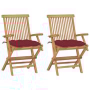 vidaXL Garden Chairs with Wine Red Cushions 2 pcs Solid Teak Wood (41999+314887) vidaXL Garden Chairs with Wine Red Cushions 2 pcs Solid Teak Wood (41999+314887)