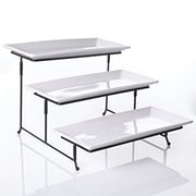 Gibson Overseas, Inc. Gracious Dining Three Tier Rectangle Plate Set Ware With Metal Stand, 1, White Gibson Overseas, Inc. Gracious Dining Three Tier Rectangle Plate Set Ware With Metal Stand, 1, White