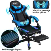 Ecvv Gaming Chair Thickened Pu Leather Ergonomic Design Office Chair Latex Filling Racing Style Recline Chair Back Vibrating Massage Function With Retractable Arms And Footrest (blue)… Ecvv Gaming Chair Thickened Pu Leather Ergonomic Design Office Chair Latex Filling Racing Style Recline Chair Back Vibrating Massage Function With Retractable Arms And Footrest (blue)…