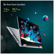 ASUS Vivobook Flip 14 TP470EA-EC451W Touch Laptop - Core i7 2.8GHz 16GB 1TB Shared Win11Home 14inch FHD Silver English/Arabic Keyboard with Stylus Pen