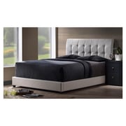 Lusso Tufted Black Faux Leather Queen Bed with Mattress White