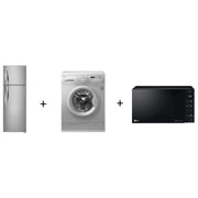 LG GRB422RLHL Top Mount Refrigerator + F10B8QDT25 Front Load Washer + MS2535GIS Microwave Oven