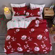 DEALS FOR LESS - Queen/Double Size, Duvet Cover, Bedding Set of 6 Pieces, Red with White Floral Design, 1 Duvet cover + 1 bedsheet + 4 pillow covers. DEALS FOR LESS - Queen/Double Size, Duvet Cover, Bedding Set of 6 Pieces, Red with White Floral Design, 1 Duvet cover + 1 bedsheet + 4 pillow covers.