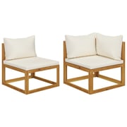 Vidaxl 2 Piece Sofa Set With Cream White Cushions Solid Acacia Wood