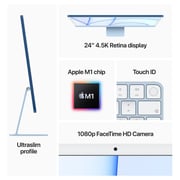 Apple iMac 24-inch (2021) - Apple M1 Chip / 8GB RAM / 512GB SSD / 8-core GPU / macOS Big Sur / English Keyboard / Blue / Middle East Version - [MGPL3ZS/A]