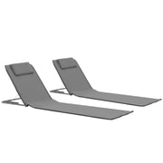 vidaXL Folding Beach Mats 2 pcs Steel and Fabric Grey vidaXL Folding Beach Mats 2 pcs Steel and Fabric Grey