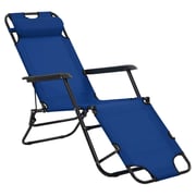 vidaXL Folding Sun Loungers 2 pcs with Footrests Steel Blue vidaXL Folding Sun Loungers 2 pcs with Footrests Steel Blue