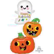 Anagram Happy Ghost And Pumpkin Stack Mylar Balloon- 37-inch Size Anagram Happy Ghost And Pumpkin Stack Mylar Balloon- 37-inch Size