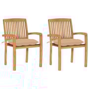 vidaXL Garden Chairs 2 pcs with Beige Cushions Solid Teak Wood vidaXL Garden Chairs 2 pcs with Beige Cushions Solid Teak Wood