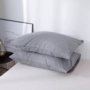 Luna Home Premium Collection Queen/double Size 6 Pieces Bedding Set Without Filler, Plain Anchor Grey Color
