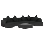 Vidaxl 8 Piece Garden Lounge Set With Cushions Poly Rattan Black