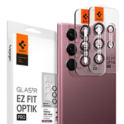 Spigen GLAStR EZ-Fit Optik PRO Camera Lens Screen Protector designed for Samsung Galaxy S22 ULTRA - Burgundy [2 Pack]