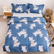 RISHAHOME 4 Piece Queen Size Comforter Set (210x230 cm) Pickeld Bluewood 2102304PBL