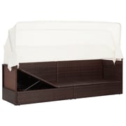 Vidaxl Garden Sofa With Canopy Poly Rattan Brown Vidaxl Garden Sofa With Canopy Poly Rattan Brown