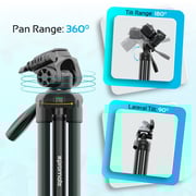 Promate Aluminium Tripod (150cm)with Panoramic Head, Bubble Level, 3 Section Leg Lock, Precise-150 Promate Aluminium Tripod (150cm)with Panoramic Head, Bubble Level, 3 Section Leg Lock, Precise-150