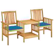 vidaXL Garden Chairs with Tea Table and Cushions Solid Acacia Wood vidaXL Garden Chairs with Tea Table and Cushions Solid Acacia Wood