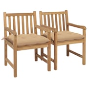 vidaXL Garden Chairs 2 pcs with Beige Cushions Solid Teak Wood vidaXL Garden Chairs 2 pcs with Beige Cushions Solid Teak Wood