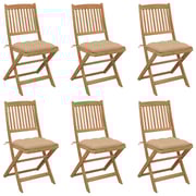 vidaXL Folding Garden Chairs 6 pcs with Cushions Solid Acacia Wood vidaXL Folding Garden Chairs 6 pcs with Cushions Solid Acacia Wood