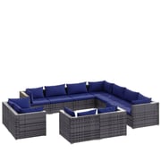 vidaXL 11 Piece Garden Lounge Set with Cushions Grey Poly Rattan vidaXL 11 Piece Garden Lounge Set with Cushions Grey Poly Rattan