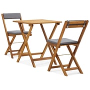 Vidaxl 3 Piece Folding Bistro Set With Cushions Solid Acacia Wood Vidaxl 3 Piece Folding Bistro Set With Cushions Solid Acacia Wood