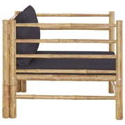 Vidaxl Garden Sofa With Dark Grey Cushions Bamboo Vidaxl Garden Sofa With Dark Grey Cushions Bamboo