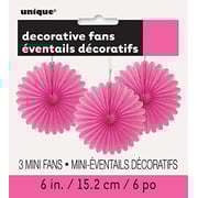 Unique Industries, Mini Tissue Paper Fan Decorations, 6 Inches, Party Supplies - Hot Pink, Pack Of 3 Unique Industries, Mini Tissue Paper Fan Decorations, 6 Inches, Party Supplies - Hot Pink, Pack Of 3