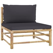 Vidaxl 2 Piece Garden Lounge Set With Dark Grey Cushions Bamboo Vidaxl 2 Piece Garden Lounge Set With Dark Grey Cushions Bamboo