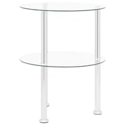 vidaXL 2-Tier Side Table Transparent 38 cm Tempered Glass vidaXL 2-Tier Side Table Transparent 38 cm Tempered Glass
