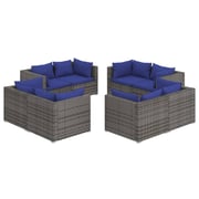 vidaXL 8 Piece Garden Lounge Set with Cushions Poly Rattan Grey vidaXL 8 Piece Garden Lounge Set with Cushions Poly Rattan Grey