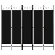 Vidaxl 5-panel Room Divider Black 200x180 Cm Vidaxl 5-panel Room Divider Black 200x180 Cm