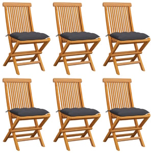 

vidaXL Garden Chairs with Anthracite Cushions 6 pcs Solid Teak Wood