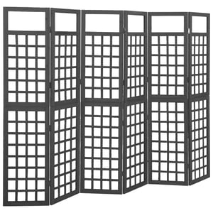 

Vidaxl 6-panel Room Divider/trellis Solid Fir Wood Black 242.5x180 Cm