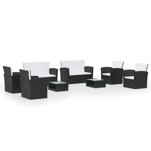 

vidaXL 8 Piece Garden Lounge Set with Cushions Poly Rattan Black